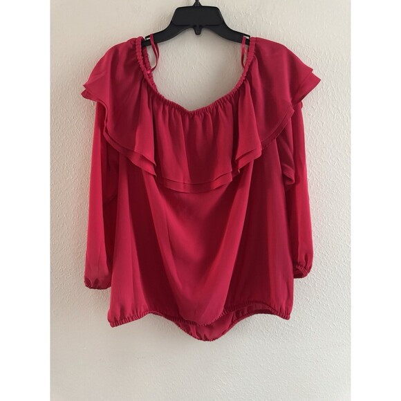 Michael Kors Women's Plus Size Off The Shoulder Top blouse Deep Pink 0X - Picture 13 of 13